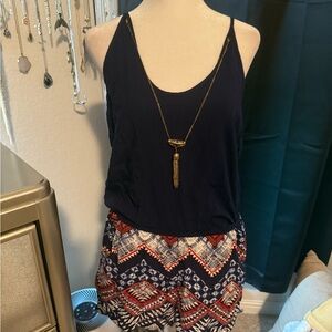 BCX Navy Blue and design romper